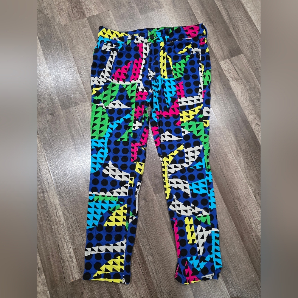 Nanette LEPORE LAMOUR Colorful Geometric Pants Designer 90s Rag Hip Hop Y2K - Picture 11 of 11